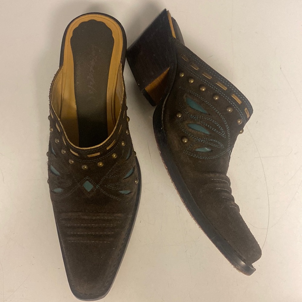 Cole Haan Brown Suede Cowboy Mule Shoes Size 7.5B